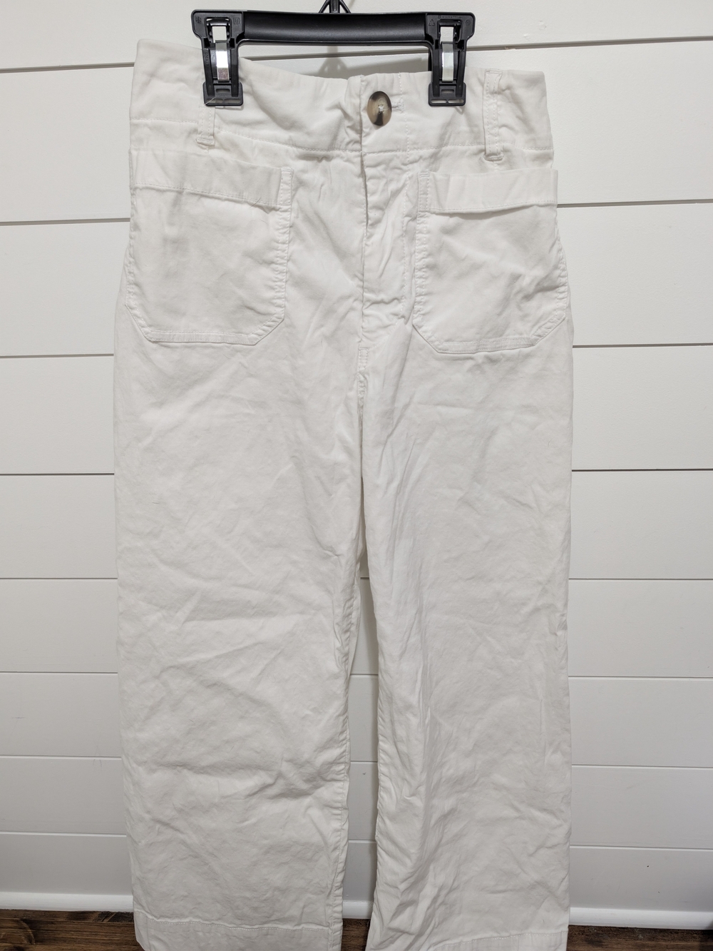 Anthropologie Maeve Colette Cropped Pants White High Waist Wide Leg 26x24